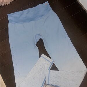 Victoria Secret PINK Light Blue Ombré Athletic Leggings with Eyelet Detail